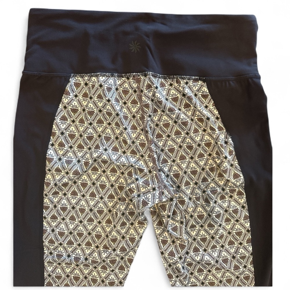 Athleta High Rise Mosaic Print Mantra Capri Leggings Mesh Detail Sz MT - Picture 4 of 13